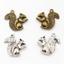 21x20mm 10pcs Antique Bronze and Antique Silver Plated Squirrel Handmade Charms Pendant:DIY for bracelet necklace