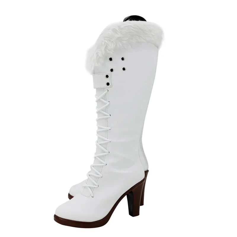 

Anime Nico Robin Cosplay Boots Updated White Shoes High Heel Custom Made Any Size FD1;6