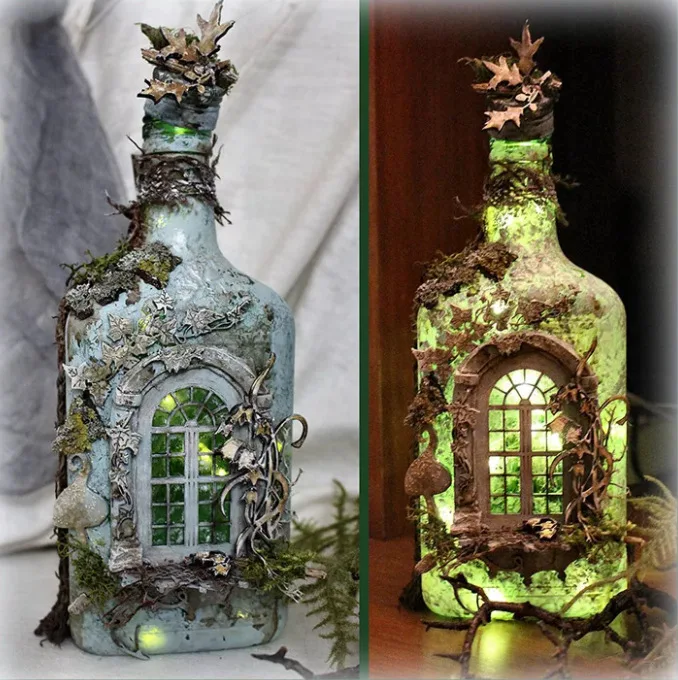 LED Glowing Bottle Resin Decoration - Hidden Design for Home & Garden Ornaments