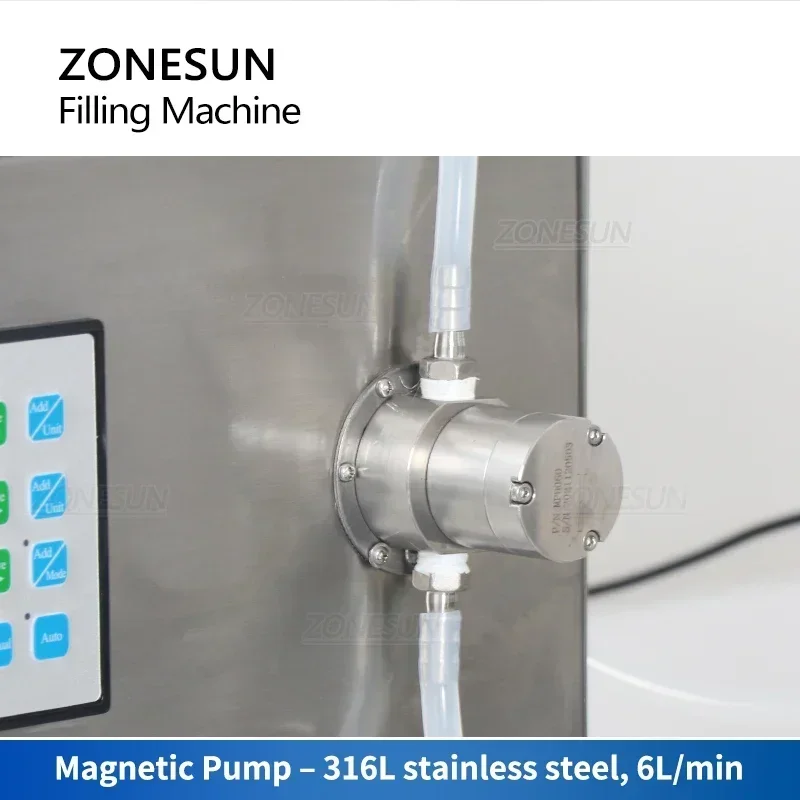 ZONESUN ZS-DTMP1D Machine de remplissage de liquide ligne petite pompe magnétique automatique buse de plongée unique bouteille de cosmétiques de boisson