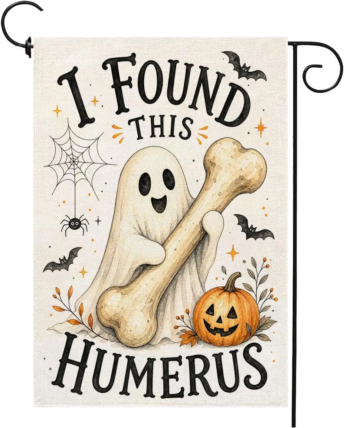 I Found This Humerus Halloween Garden Flag 12 x 18 Inch Double Sided Funny Ghost Skull Pumpkin Holiday Party Yard Outdoor De aaz