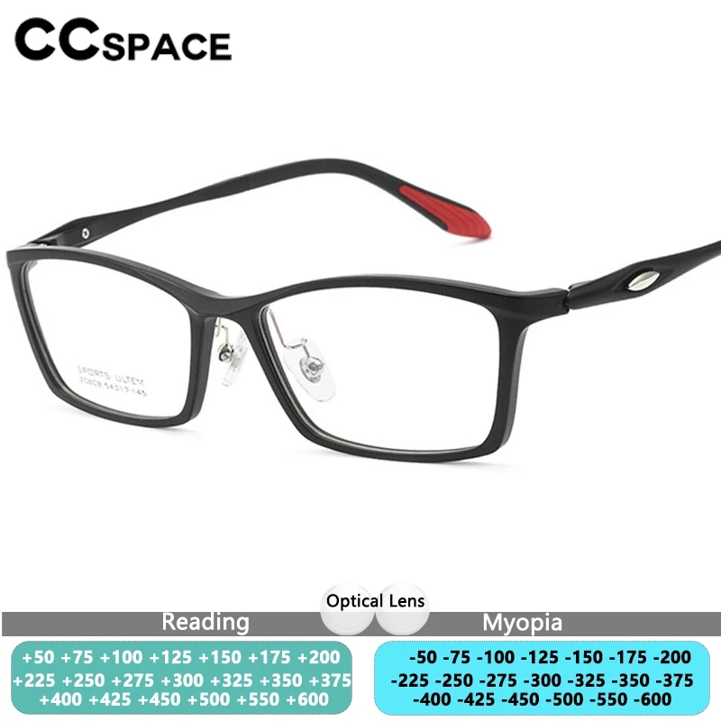 

CCspace New Lightweight Sporty Men's Reading Glasses Optics Prescription Glasses Business Plastic Steel Eyeglass Frames