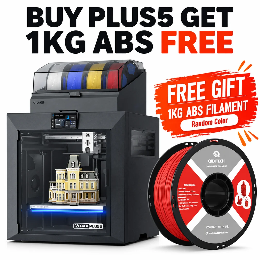 QIDI PLUS5 / PLUS5 Combo 3D Printer+Free 1KG ABS Filament Random Color, 320×320×300mm, 600mm/s CoreXY