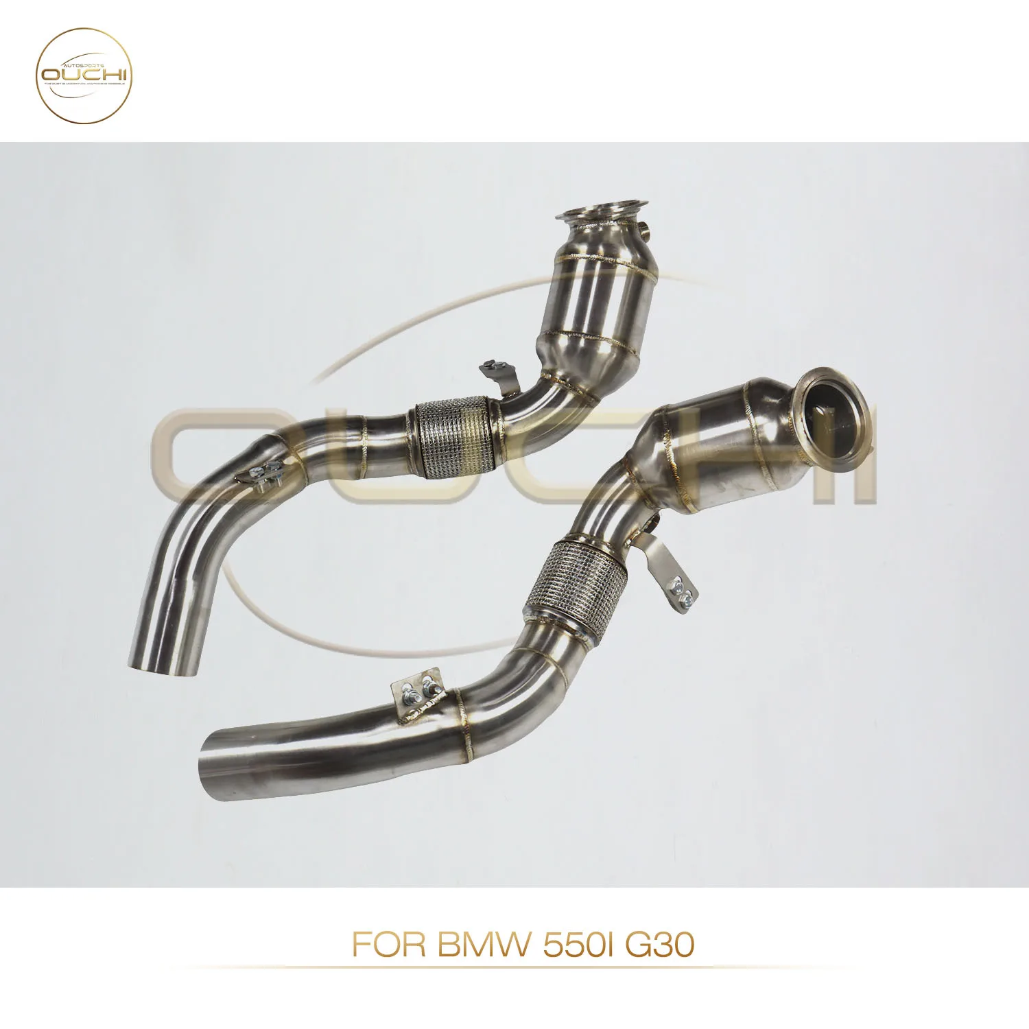 

OUCHI Factory Direct Sales Handcrafted Catalyzed Downpipe for BMW 550i G30 SS304 Exhaust Parts 70mm Pipe Without Heat Shield
