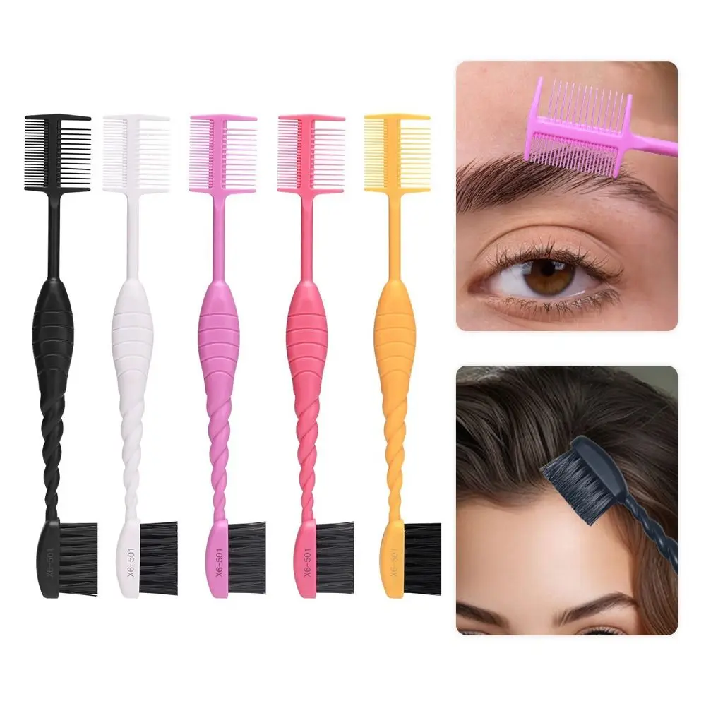 Double Headed Eyebrow Brush Comb Non-Slip Color Fine Angled Dust Brush Foldable Hair Dye Applicator Brush Daily Beauty