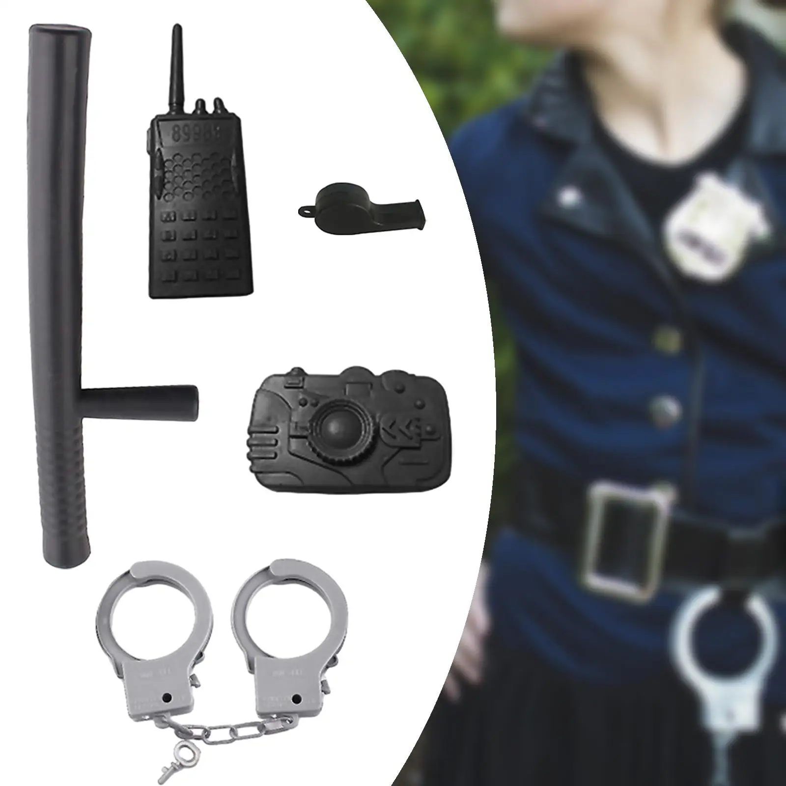 Polícia Cosplay Costume Props Set, Acessório para Show Performance, Festas de Halloween, Foto Props, Role Play, Carnaval, 5x