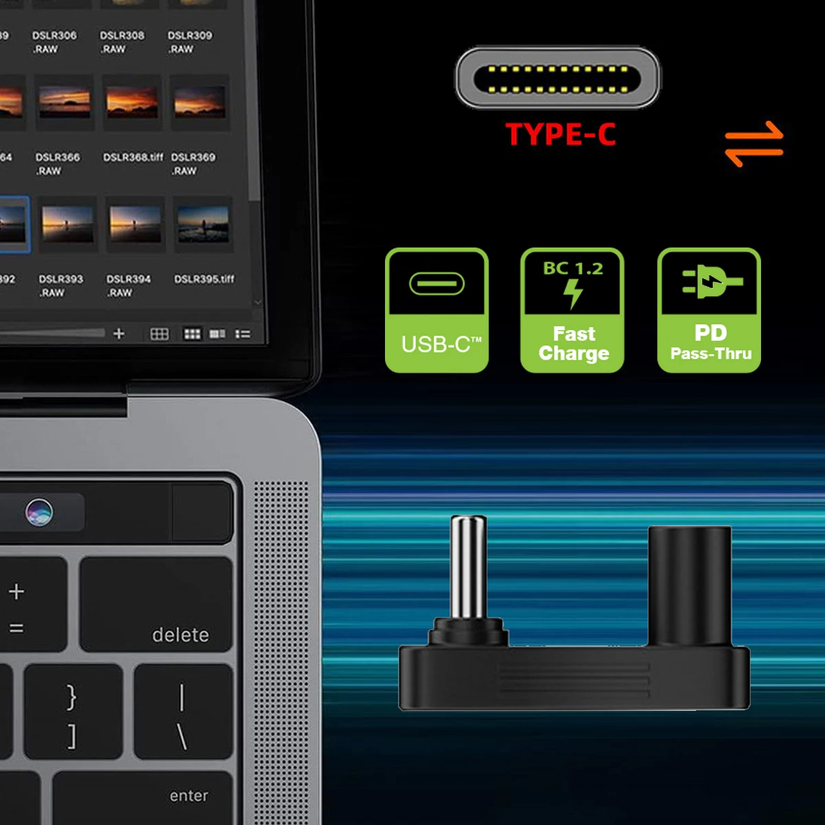 OTG Type C Male to Female USB3.0 & Power Data Adapter Compatible with Steam Deck Opposite U Shape Back Angled