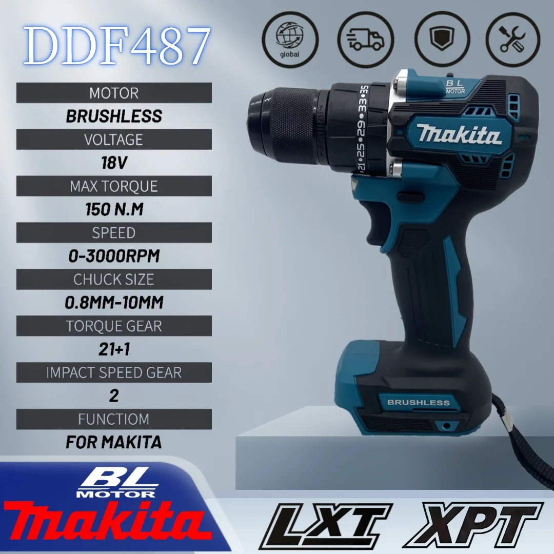 

Superior Makita DDF487 18V Screwdriver Brushless Electric Drill Impact Drill Of Decoration Team Power Tools Makita 18V Battery