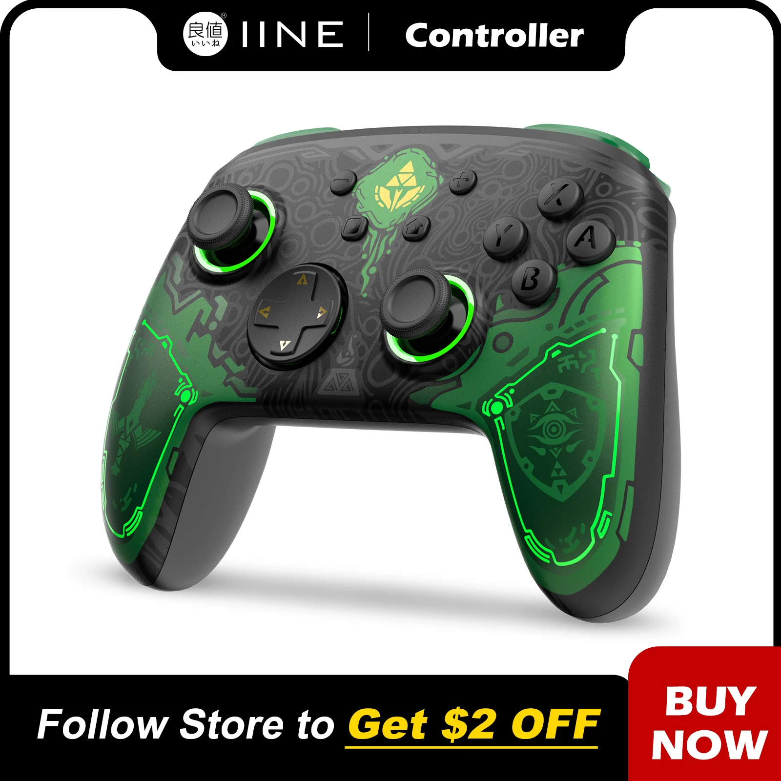 

IINE Falcon Zelda Pro Controller Wake Up Support NFC Amiibo Compatible Nintendo Switch/Switch OLED/PC Steam