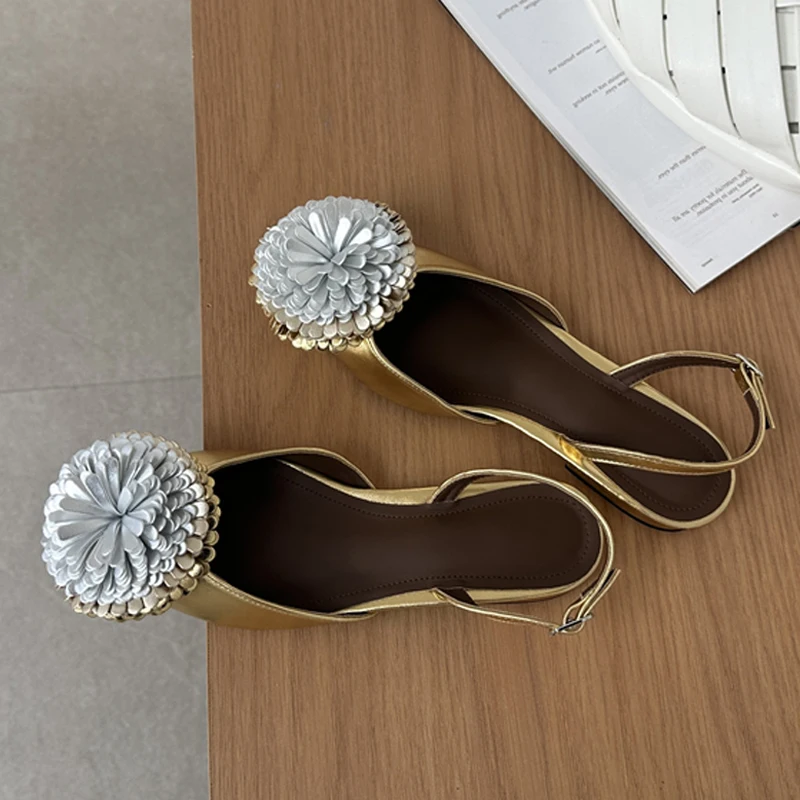 

Женские туфли-лодочки Eilyken с цветочным декором и ремешком на пряжке, элегантные туфли-слингбэки на низком квадратном каблуке, босоножки для банкетов и торжественных мероприятий