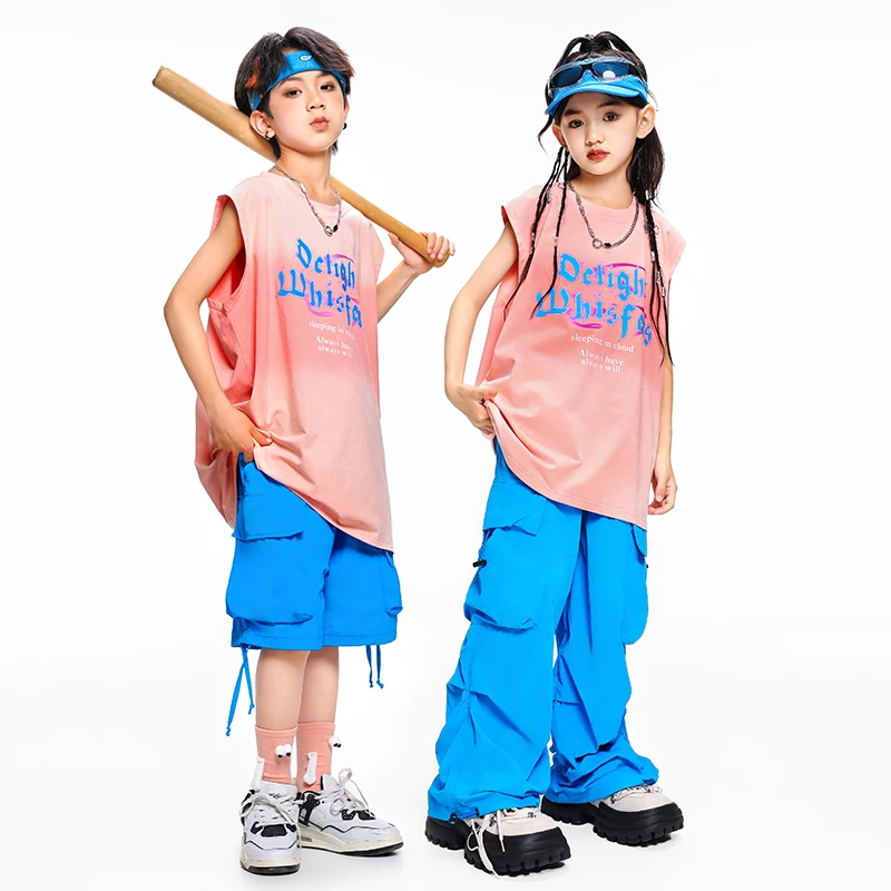 Abbigliamento Hip Hop T-shirt per ragazze Ragazzo Pantaloni cargo color caramello Danza di strada Bambini Streetwear Bambini K-pop Costume Set di vestiti jazz