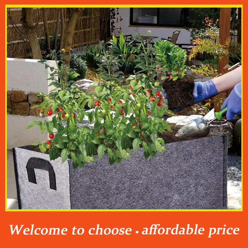 Rectangular Fabric Plant Grow Bag Breathable Non Woven Planter Pot With Handles Foldable Grow Bucket For Vegetables And Flowers'