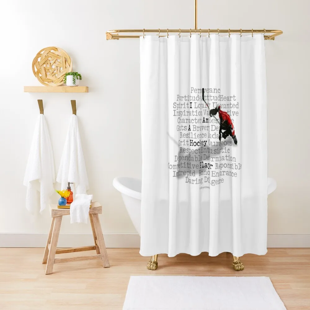 

I Am A Hockey Player (typographic tribute) Shower Curtain Luxury Bathroom Shower Washable Waterproof Fabric Shower Curtain