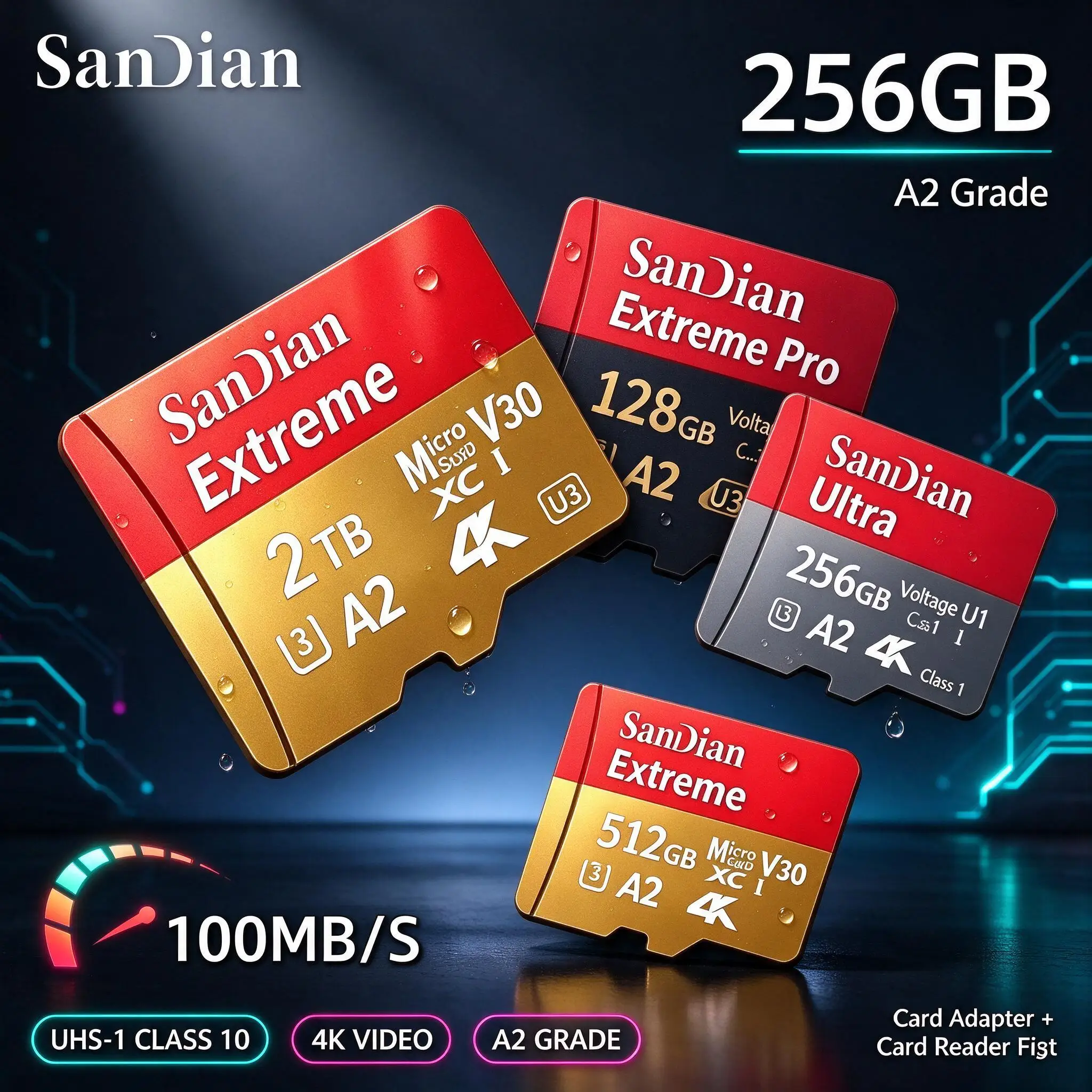 Durable 256GB Micro TF Card SD Flash Cards Fast Speed UHS 1 Class 10 Memory Storage for Android PC Multi Drive A2 Grade Original