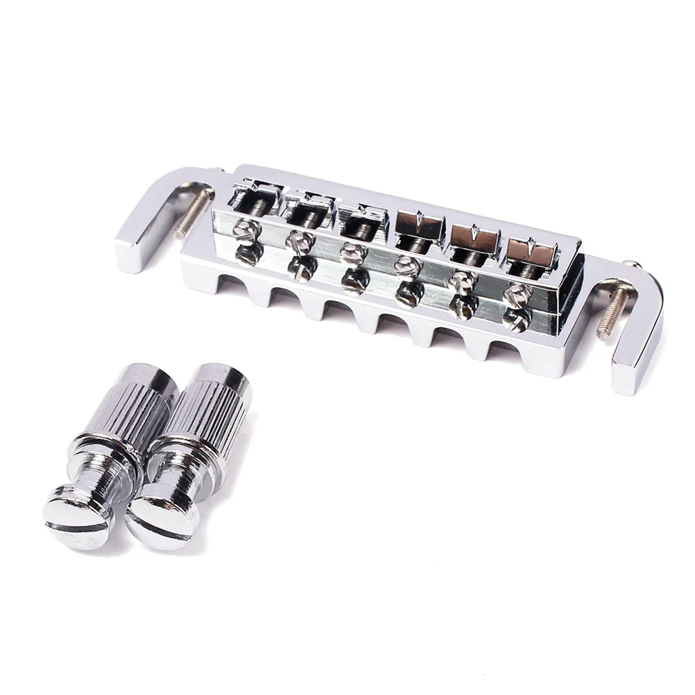 

Wraparound Roller Bridge Saddle Tailpiece for Style Electric Guitar Replacement Parts Accessories (Silver)