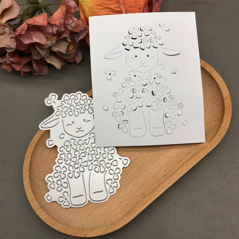 

1 шт. металлическая вырубная форма для резки бумаги, трафарет для скрапбукинга, вырубка в виде цветка и ягненка, нож для вырезания, трафареты для творчества