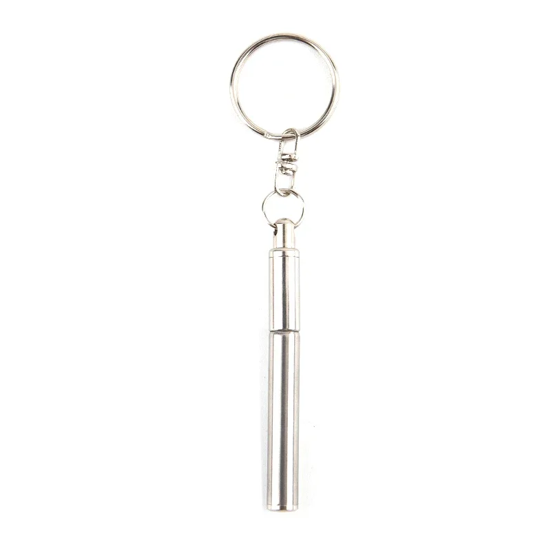 6.3cm Portable Telescoping Tool Pen Metal Key Ring Creative Stainless Steel Keychain Ergonomic Ball School Office SuppliesPoint