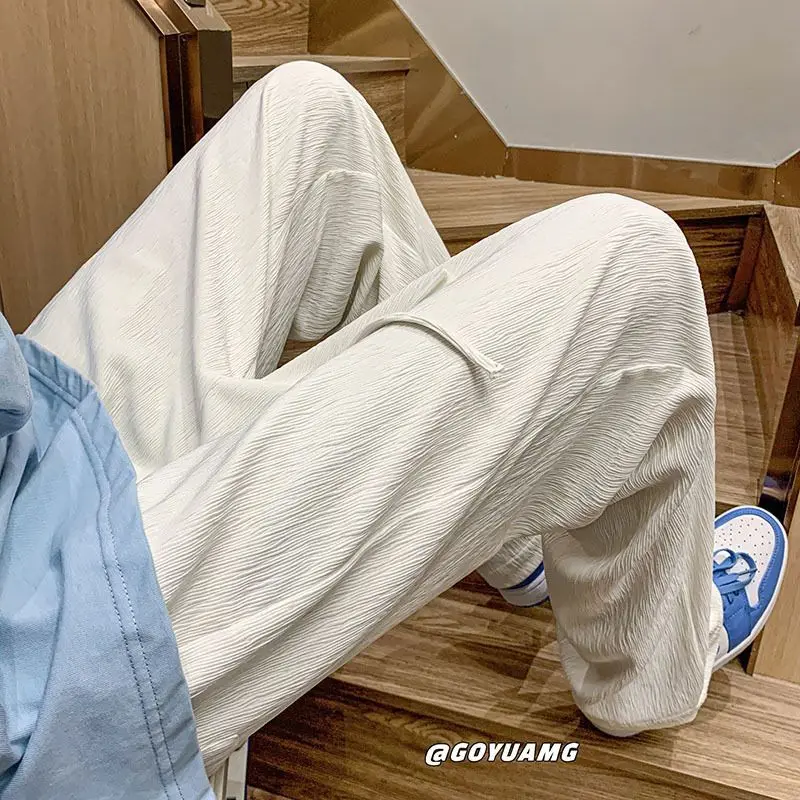 Men's Summer Straight Loose American High Street Ins Trendy Ice Silk Draped Wide-leg Casual Trousers