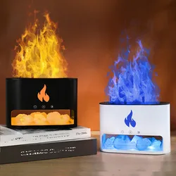 Flame Air Humidifier Crystal Salt Aromatherapy Diffuser, Ultrasonic Essential Oil Diffuser, Cool Mist Humidifier for Bedroom