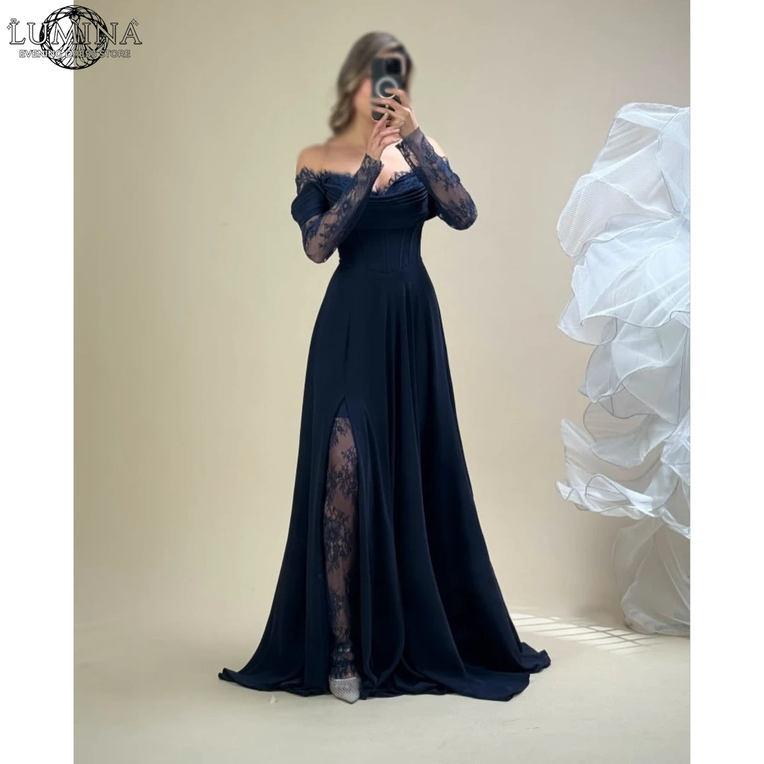 

Lumina Slit Luxurious Women's Evening Dresses for Special Occasions Line A Women's Prom Dress 2026 Customized Lace Embroidery