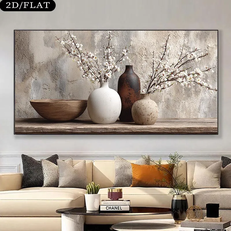 Frameless Modern Vase Plant Canvas Posters, Ideal for Decorating Walls in Living Rooms, Bedrooms, Corridors
