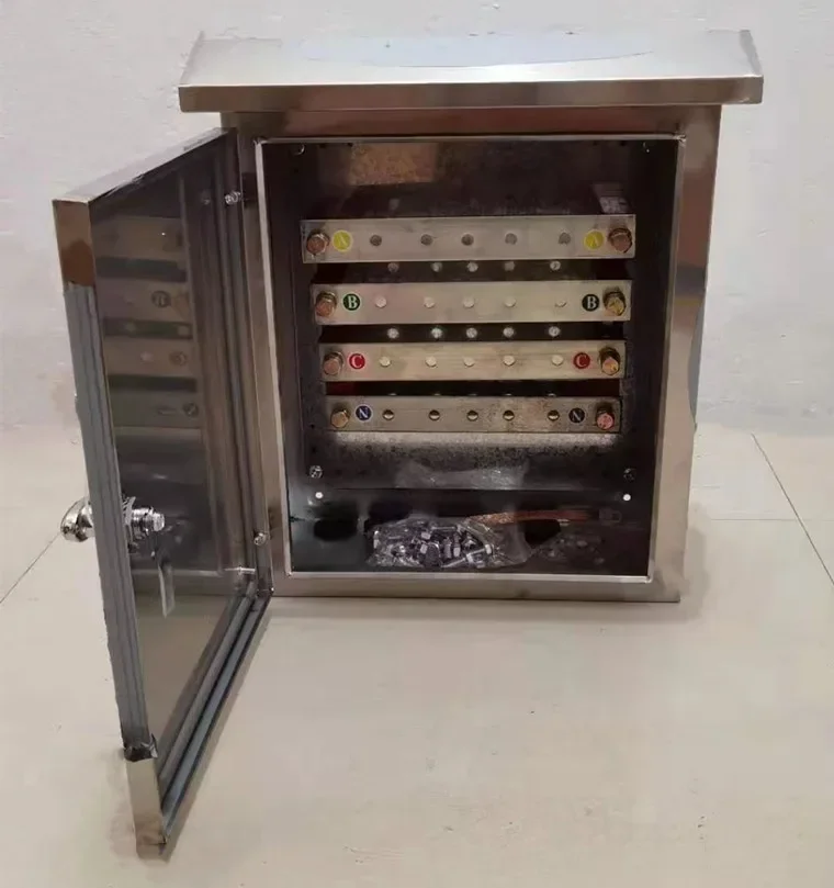 

304 Outdoor Stainless Steel Cable Feeder Pillar T Connection Box Copper Bar Cable Branch Box Low Voltage Distribution