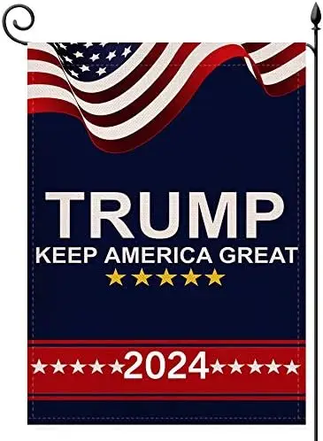 Donald Trump 2024 Keep America Great Garden Flag Double Sided Premium Fabric 12.5 x 18 inch US Election Patriotic-Outdoor Decora