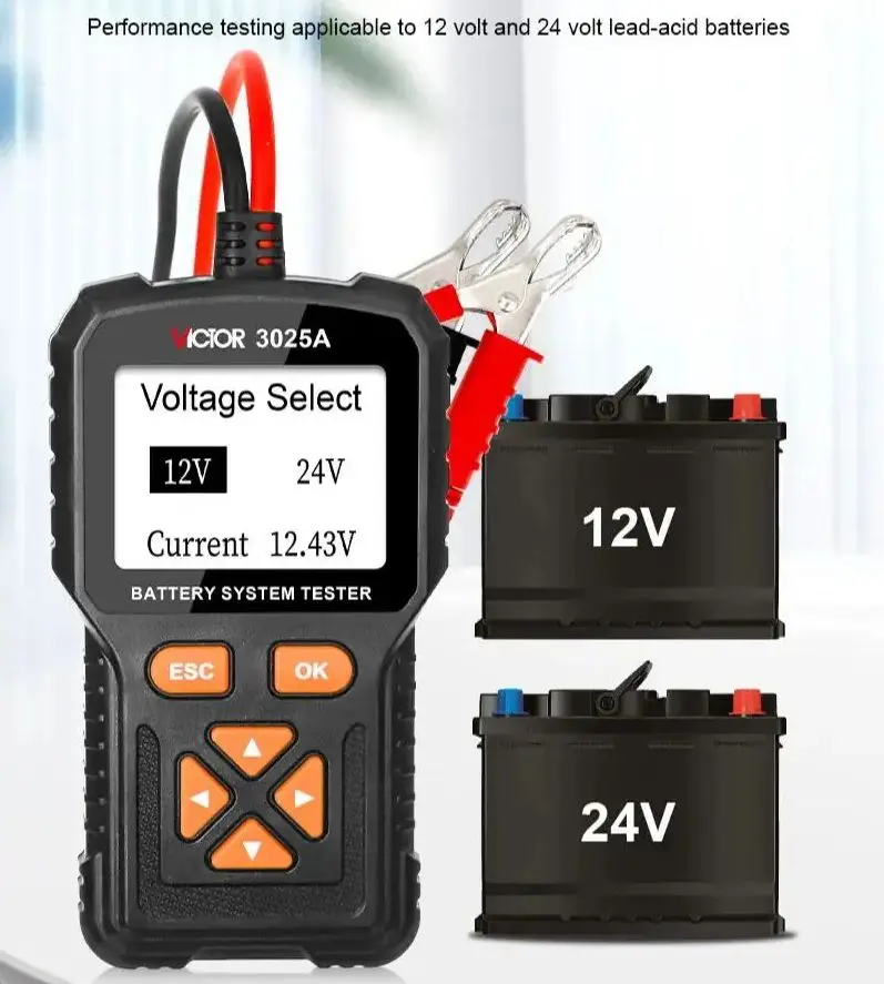 

Intelligent 12V/24V Selection CCA/IEC/EN/DIN/JIS Testing Available 4 Line Kelvin Test Method Battery System Tester 3025A