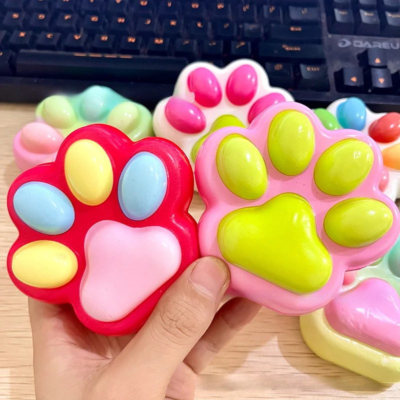 1PC 8*9*4cm Random Soft Sticky Stress Relief Relax Toys Squeeze Cat Paw Toys Decompressing Pinching Cat Paw PU Slow Rebound Toy