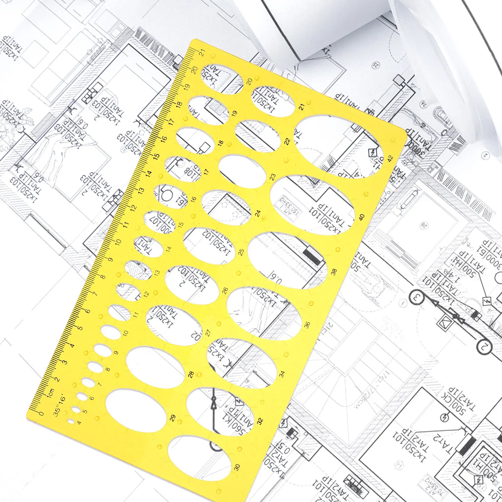 Precision Ellipse Templates Ruler Set Professional Drafting Tool Transparent Plastic Cm Scale for Architecture Network Technique