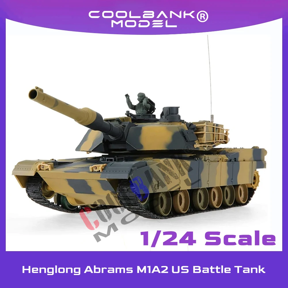 

Henglong 1/24 Scale Abrams M1A2 US Battle Tanks RC Airsoft Panzer Model Remote Control Military Vehicle Combat Fight Infrared BB