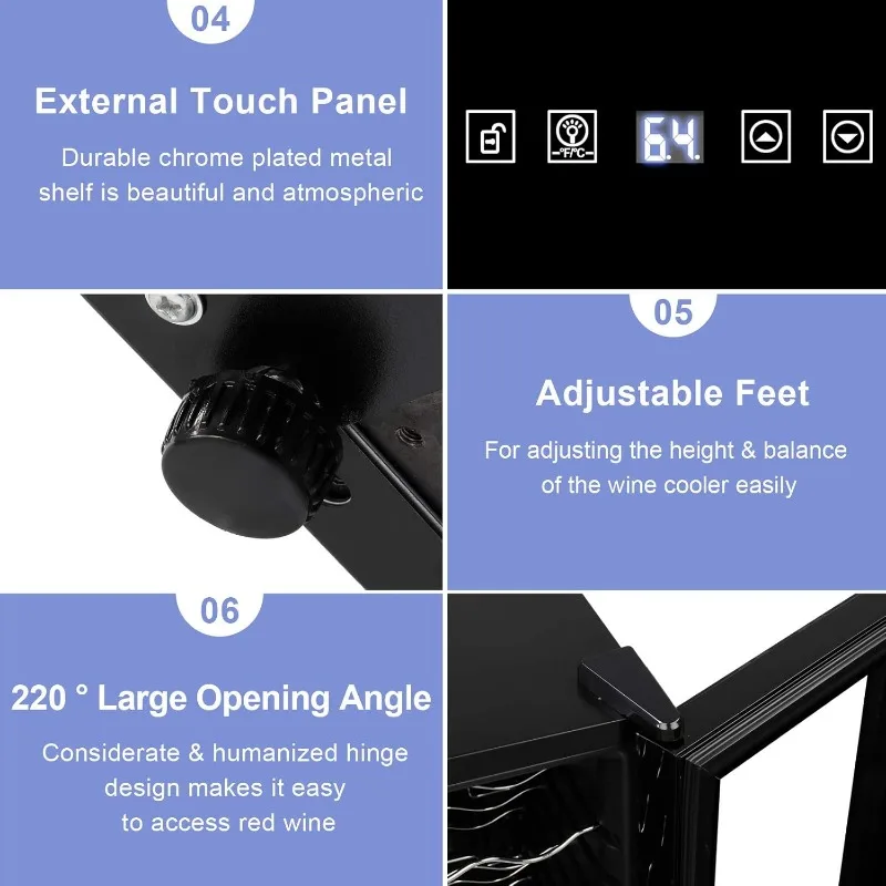 ROVSUN 18 Bottle Wine Fridge, Freestanding Compressor Wine Cooler Refrigerator, Beverage Wine Chiller with Digital Temperature