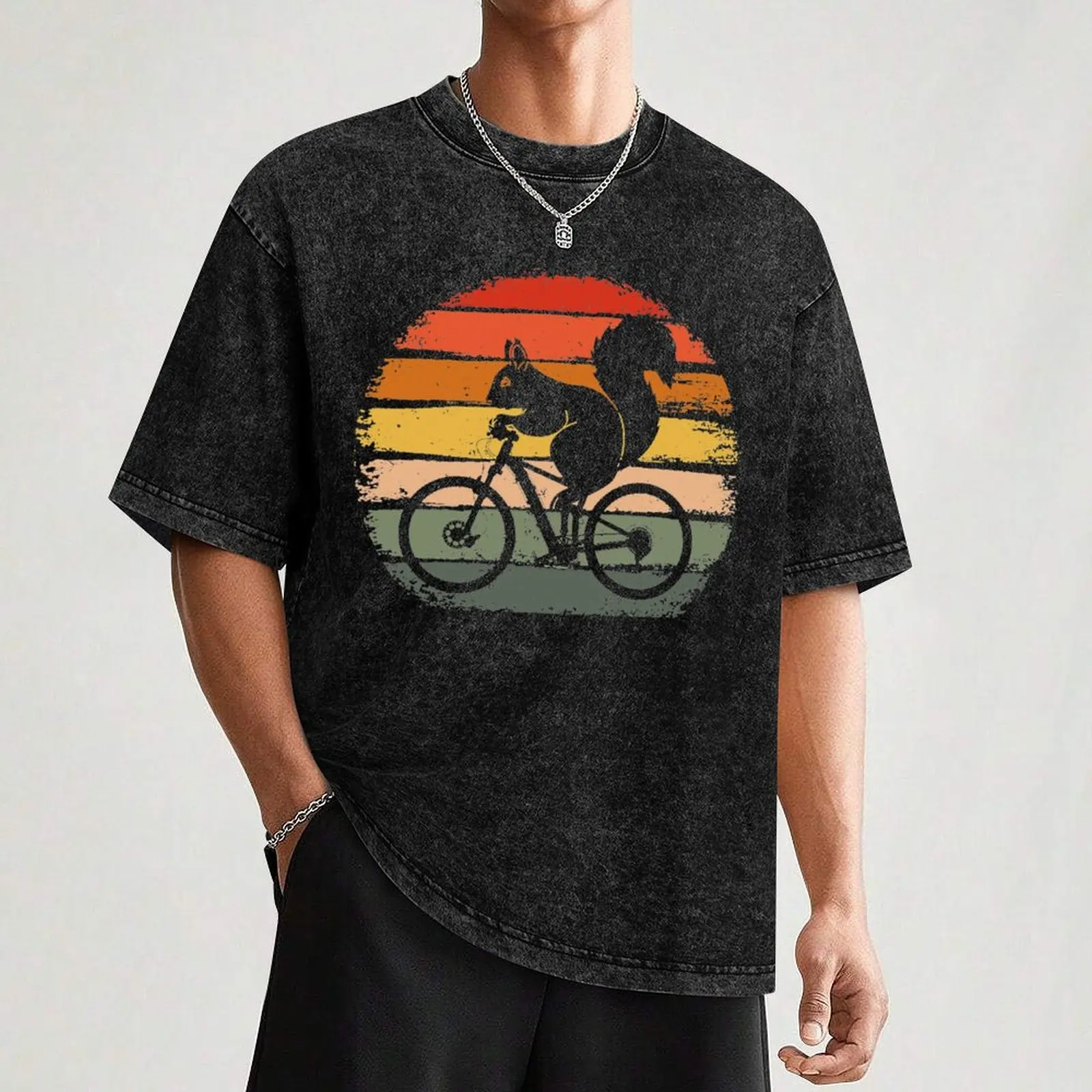 Squirrel Riding A Bicycle Vintage Bike Squirrel T-Shirt Durable Work Wear T-Shirt