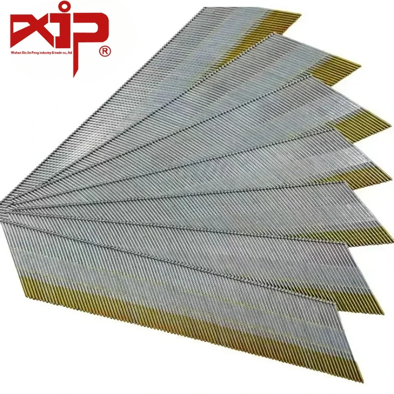 

15 Gauge 34 Degree Finish Nails Electro Galvanized 57mm Angled Brad GB Standard Nails For Cabinetry Building100PCS*6ROWS