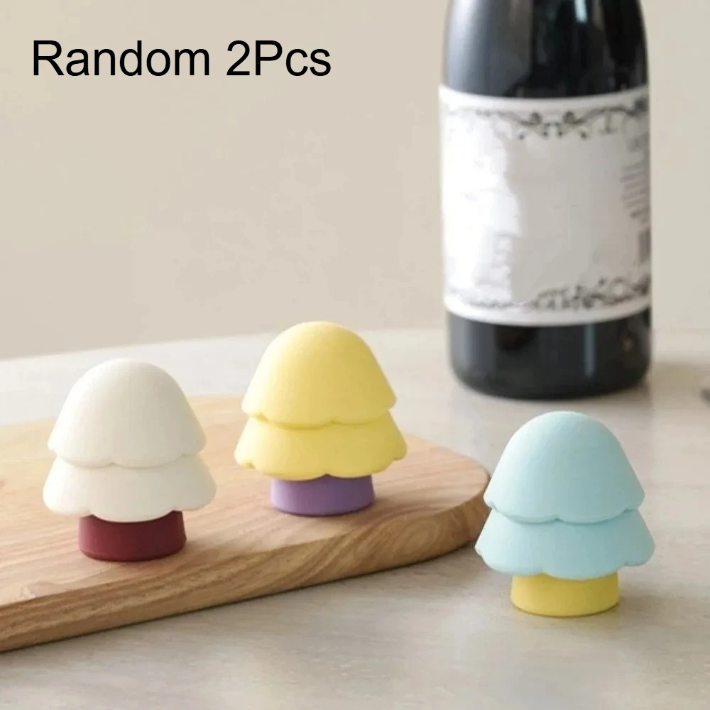 Random 2Pcs 3 In 1 Lid Opener Multi Functional Christmas Tree Silicone Cap Opener, Bottle Stopper, Silicone Sealing Stopper