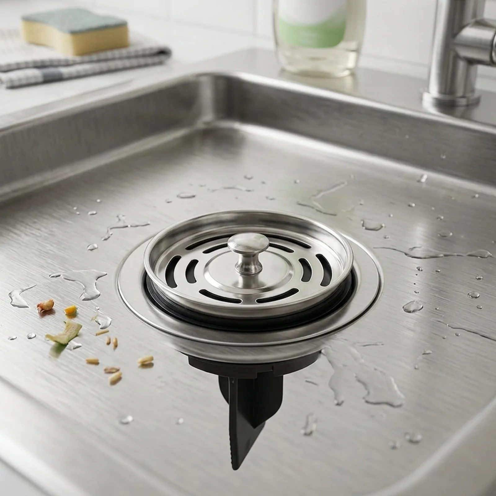 Garbage Disposal Sink Strainer Cover Water Stopper for InSinkErator with Food Scraper Paddle and for splash Guard to Protect
