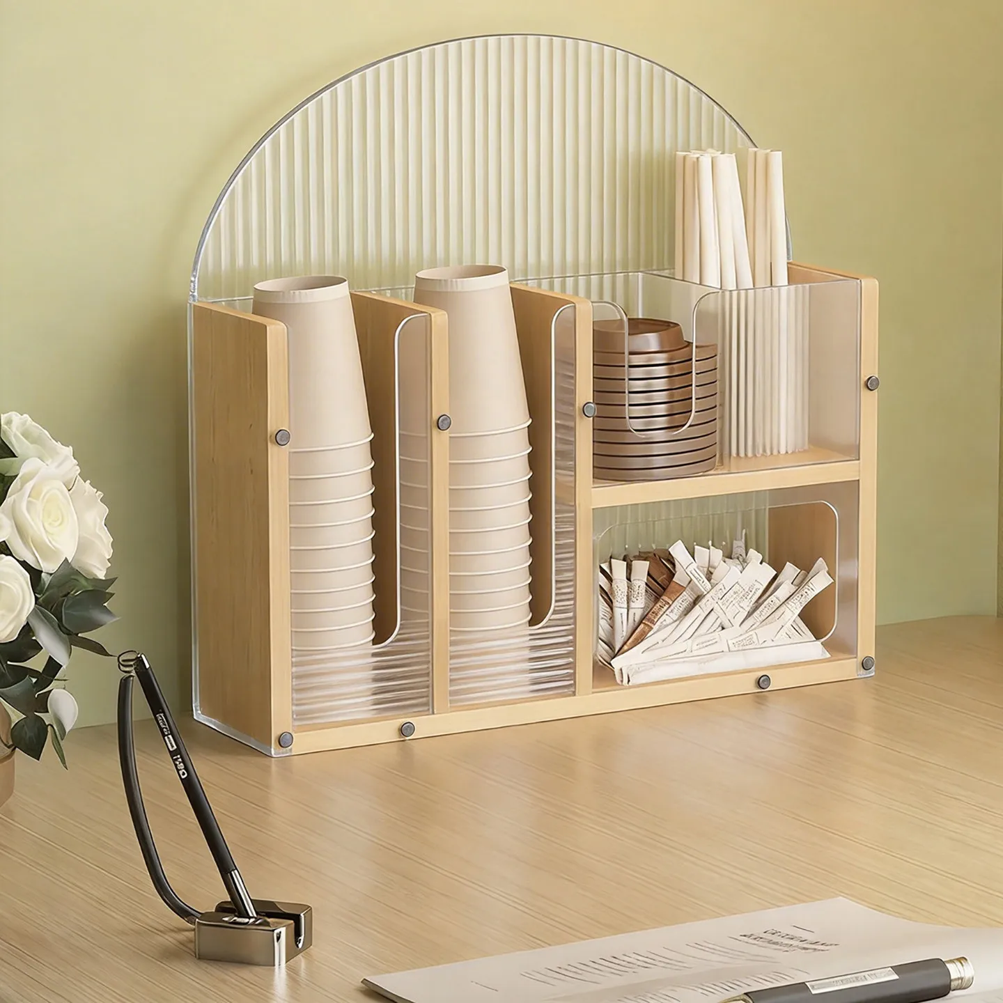 

HYS cup holder household storage rack dining table countertop environmentally friendly straw placement rack plastic cup