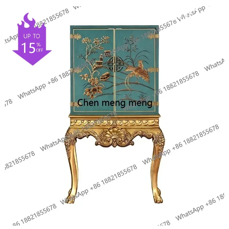 P3  New Chinese Style Sideboard Cabinet Solid Wood Painted Storage Restaurant Storage Wall-Mounted Side Cabinet