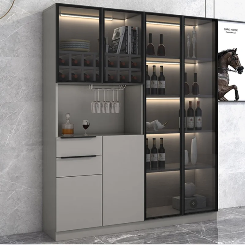 Wooden Kitchen Wine Cabinets Liquor High Living Room Glass Wine Cabinets Home Wall Wall Cabinet Restaurant Furniture QF50JG