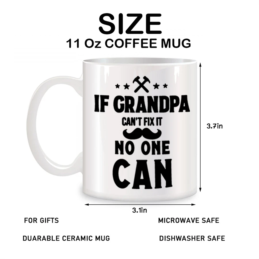 Grandpa Coffee Mugs For Men, Grandpa Gifts, Gifts For Grandpa From Grandchildren Birthday Coffee Ceramic Tea Cups White 11 oz