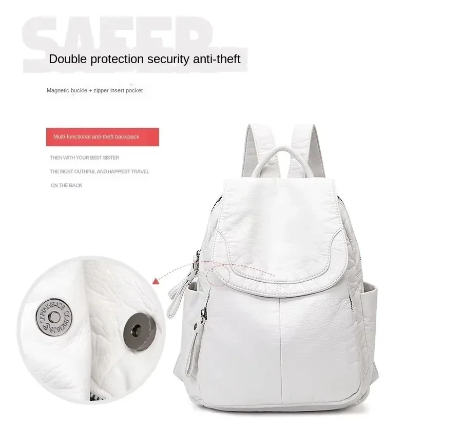 2026 Vintage-Rucksack aus gewaschenem Leder für Teenager-Mädchen, kleine Schultasche, lässiger Tagesrucksack, geräumiger, kompakter Reiserucksack – Detail 9