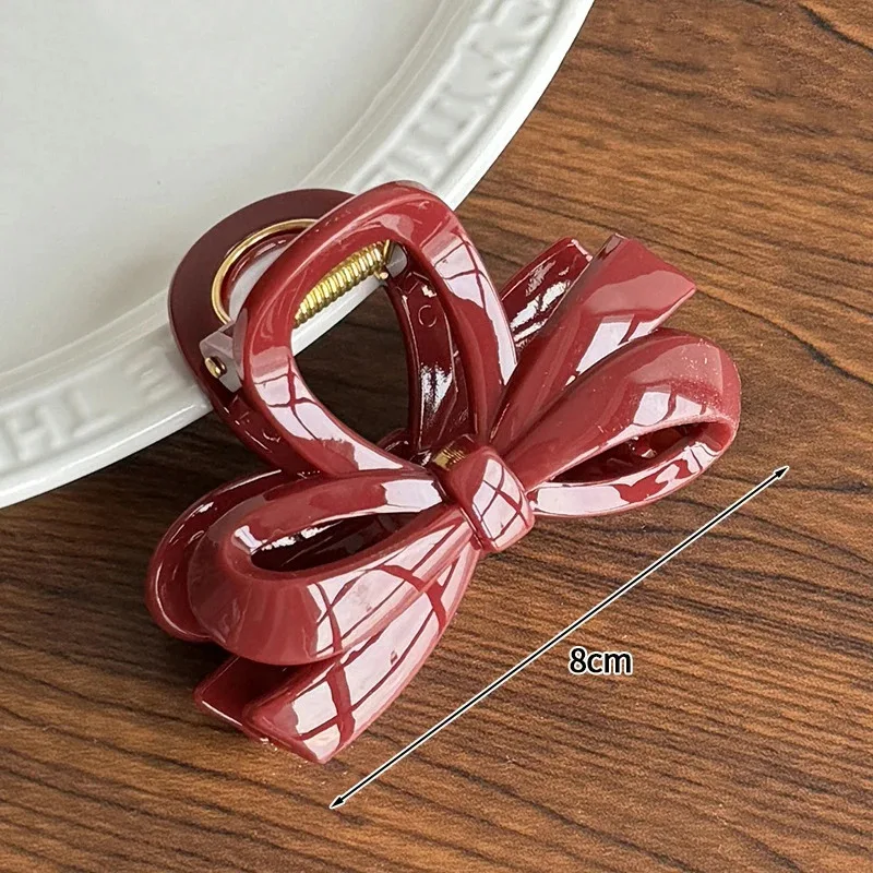 British-style Solid Color Bow Hair Clip – Elegant Back-of-Head Bow Hair Clasp, French-Inspired Graceful & Soft-Toned Hair Clip