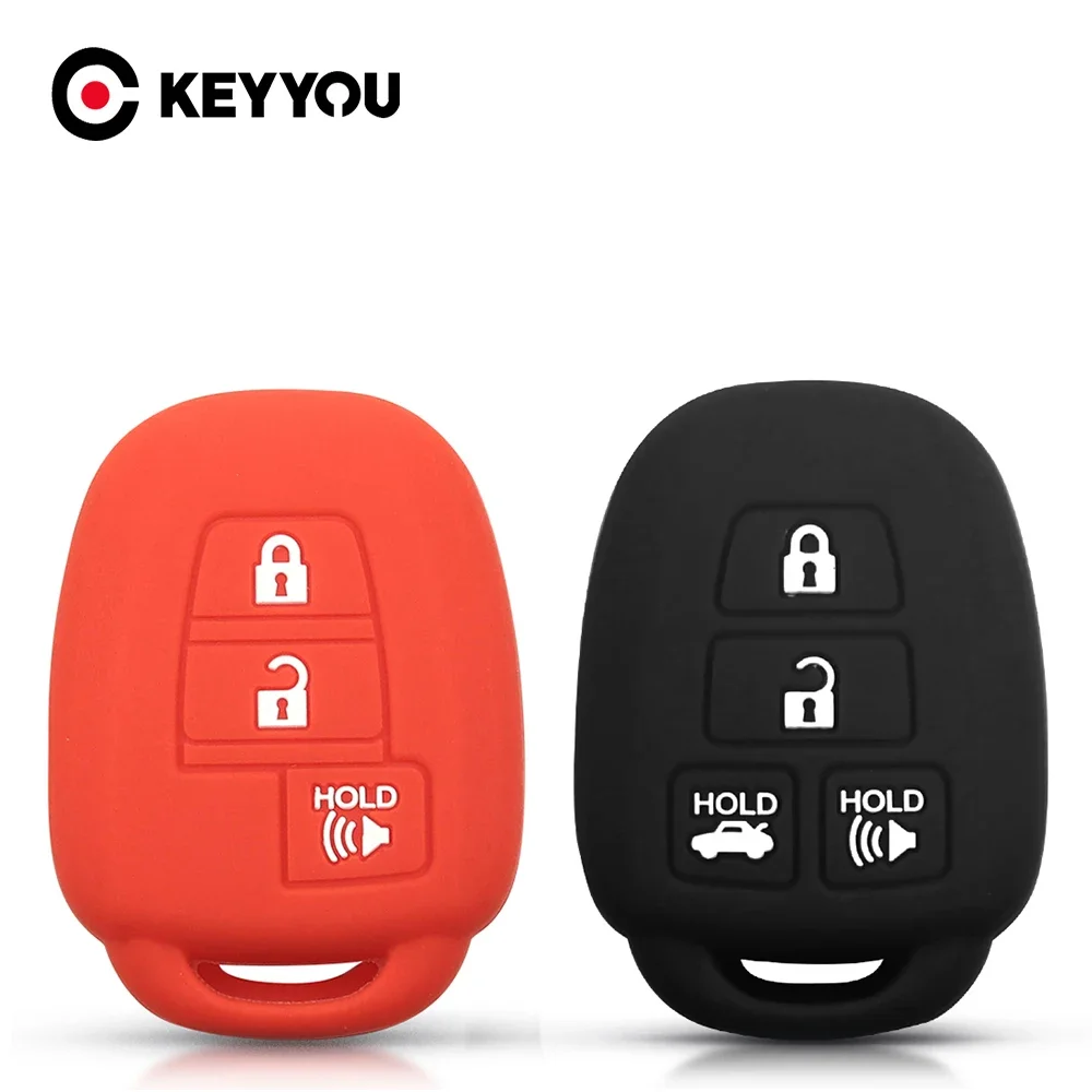 KEYYOU 3/4 przyciski dla Toyota Camry Corolla RAV4 Vios Prius C Highlander 2012-2016 2017 2018 kluczyk silikonowy kluczyk do samochodu