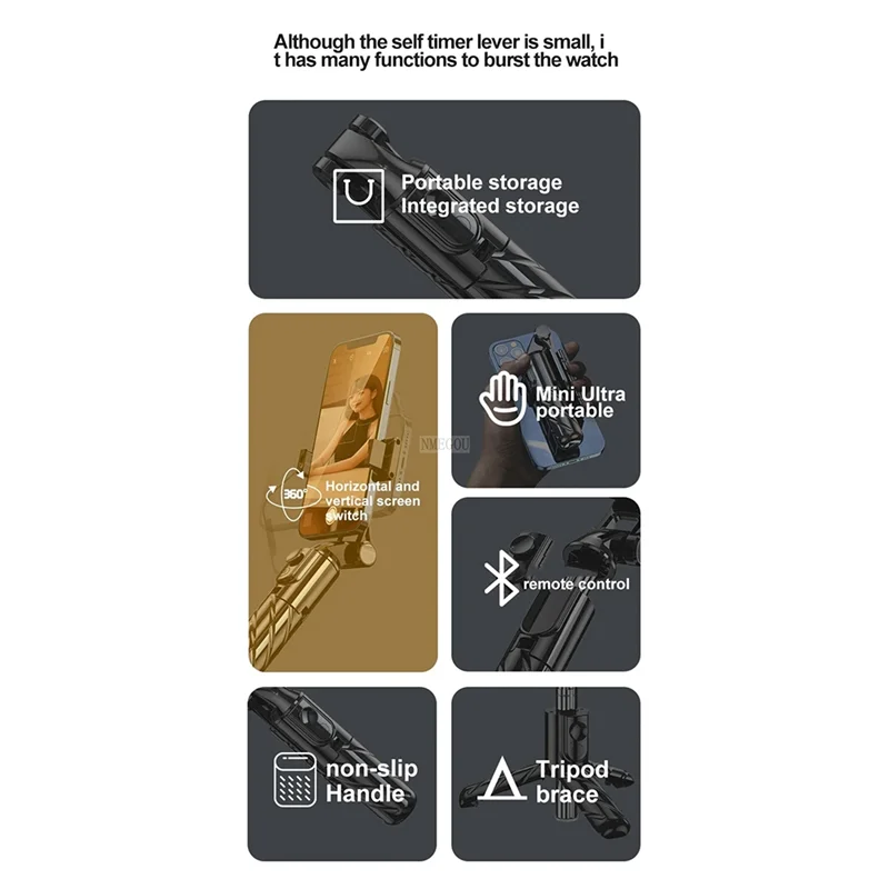 AA60-V03 حامل ثلاثي القوائم بلوتوث عصا سيلفي لاسلكية قابلة للتمديد مع مصراع للهاتف المحمول