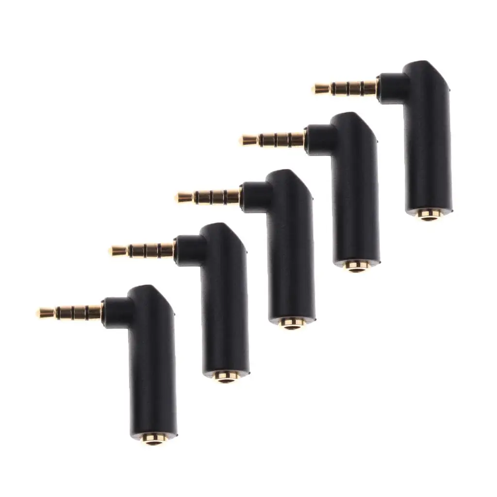 5PCS/lot 90 Right Angle 3.5mm 4Pole Male to 3Pole Female Adapter