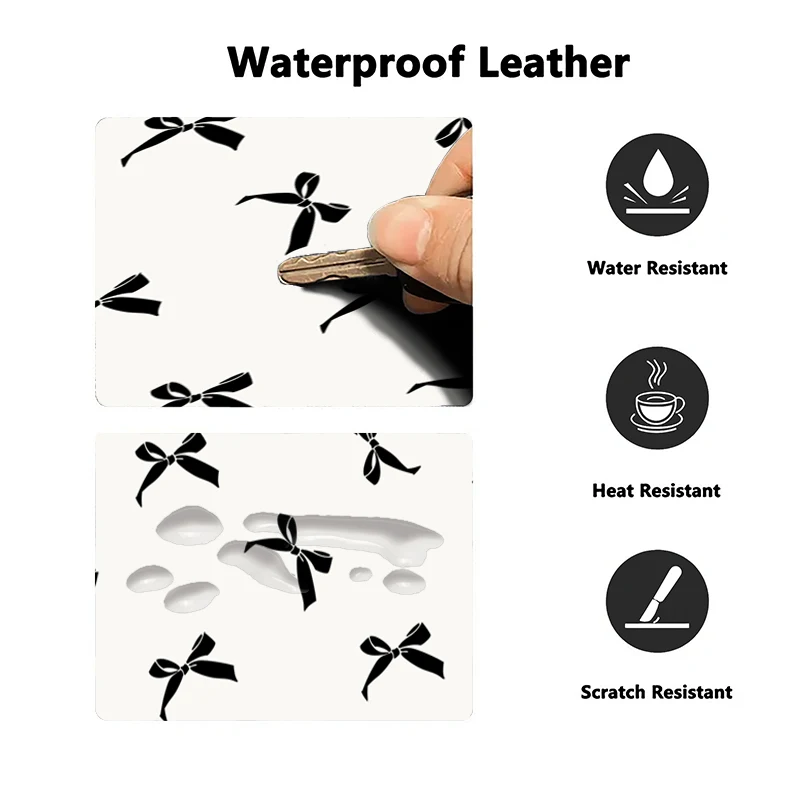 Black Bow White Leather Desk Pad Mouse Protector Non-Slip Large Mouse Pad Home &Office Desk Mat PU Leather Laptop Desk Pad