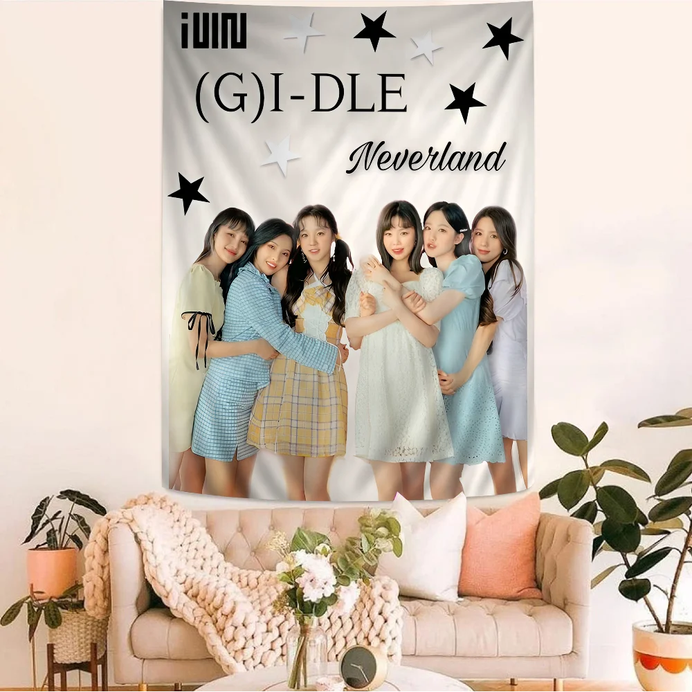 Kpop g-Gidle hängen böhmischen Wandteppich hängen Tarot Hippie Wandteppiche Wohnheim japanischen Wandteppich