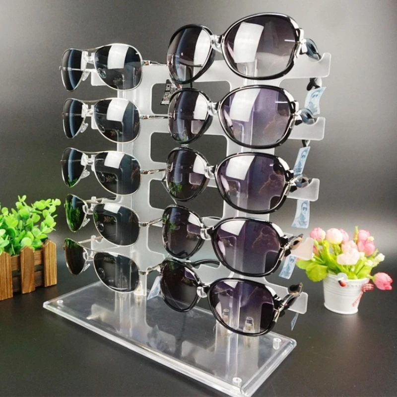 

Plastic glasses display stand double row 10 pairs of sunglasses sunglasses shelf/display display shelf foldable