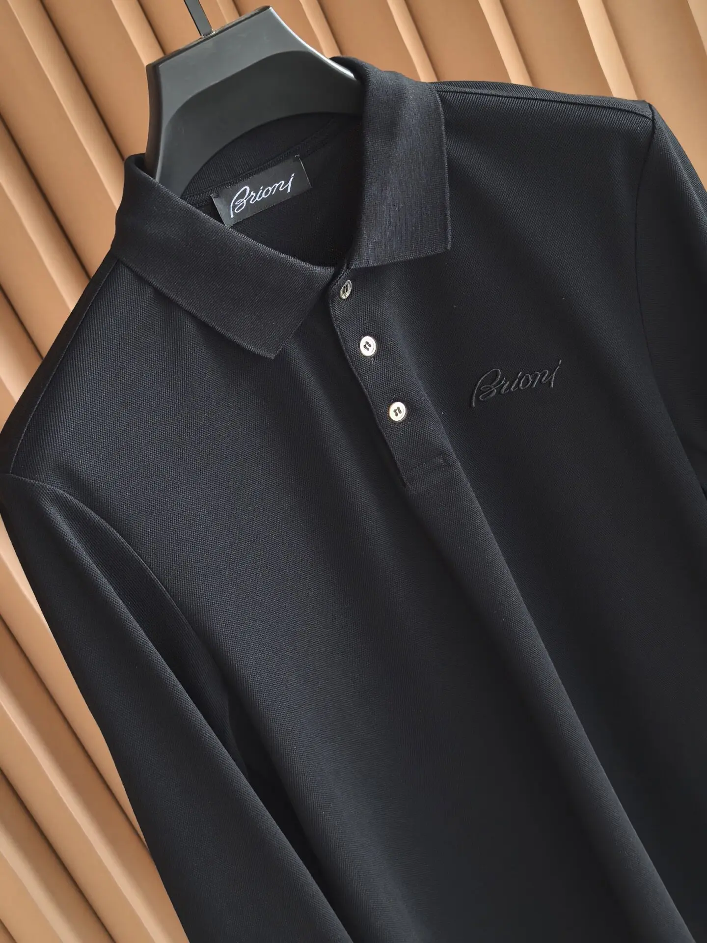 Bri Solid Color Simple Embroidery Old Money Style Men's Business Casual Long Sleeve Polo Shirt