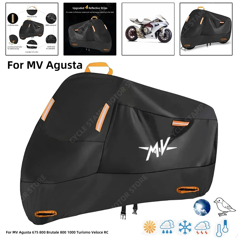 

Waterproof Motorcycle Cover For MV Agusta 675 800 Brutale 800 1000 Turismo Veloce RC Outdoor Protection Against Rain Dust Debris